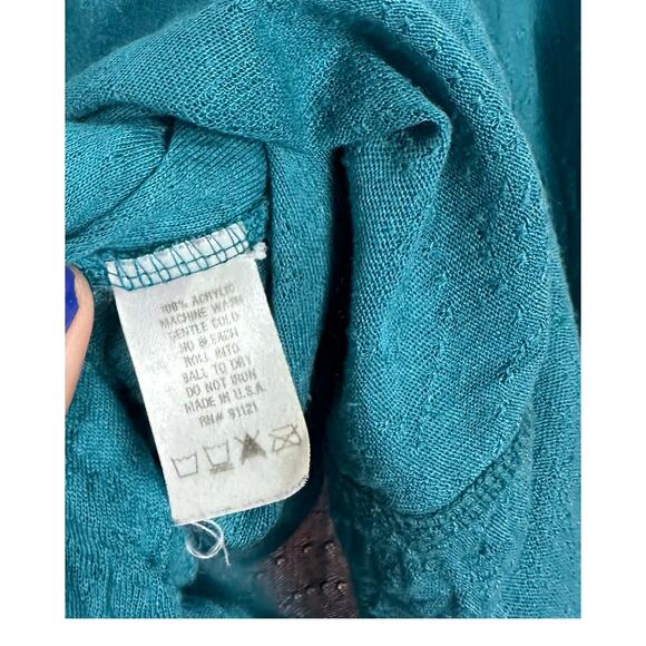 Snoskins Womens Blue V-neck Long Sleeve Top Size Medium M Casual Basic USA - Picture 5 of 5